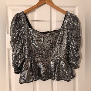 New- Shein Women’s Silver Sequin blouse